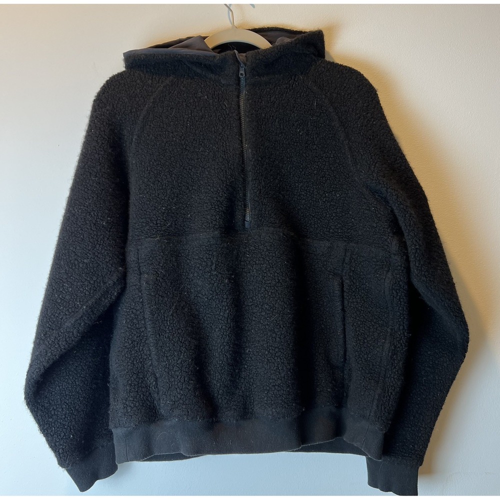 Women's Outdoor Voices Fleece 1/2 Zip Hoodie Size Medium Black - Picture 2 of 8